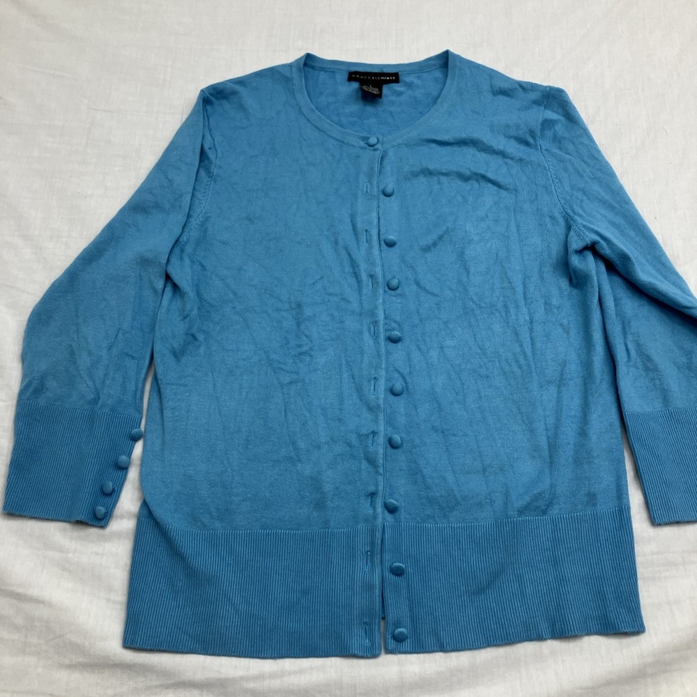 Grace Elements Teal Button Up Sweater Cardigan Long Sleeve Sz L